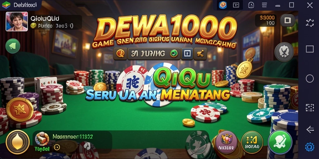 Screenshot gameplay DEWA1000 menampilkan aksi seru QiuQiu.