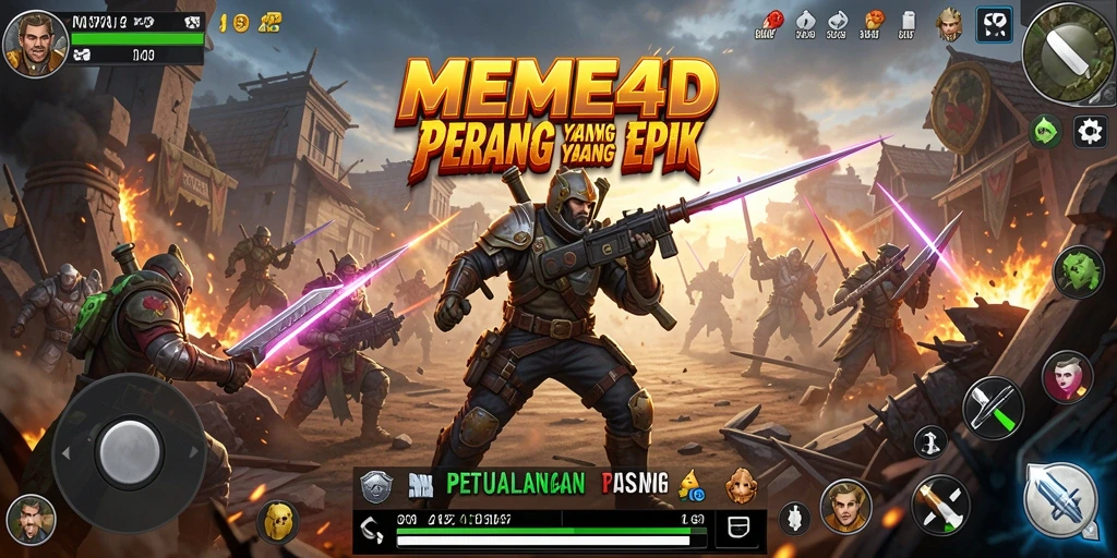 Tangkapan layar menunjukkan aksi seru dalam gameplay ARPG MEME4D.