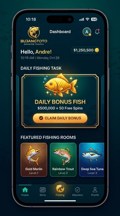 Screenshot tampilan utama aplikasi bujangtoto yang menarik.